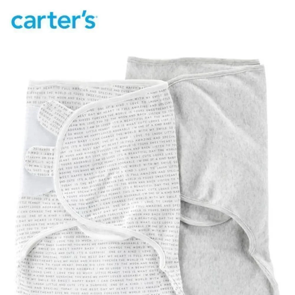 2 pack Carter's Baby Small 0-3 M White & Gray Swaddle Sleeping Bag Size …